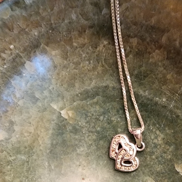 Double 💕 hearts sterling silver necklace - Picture 2 of 13